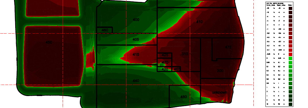 Example of a large earthwork site with cut and fill areas